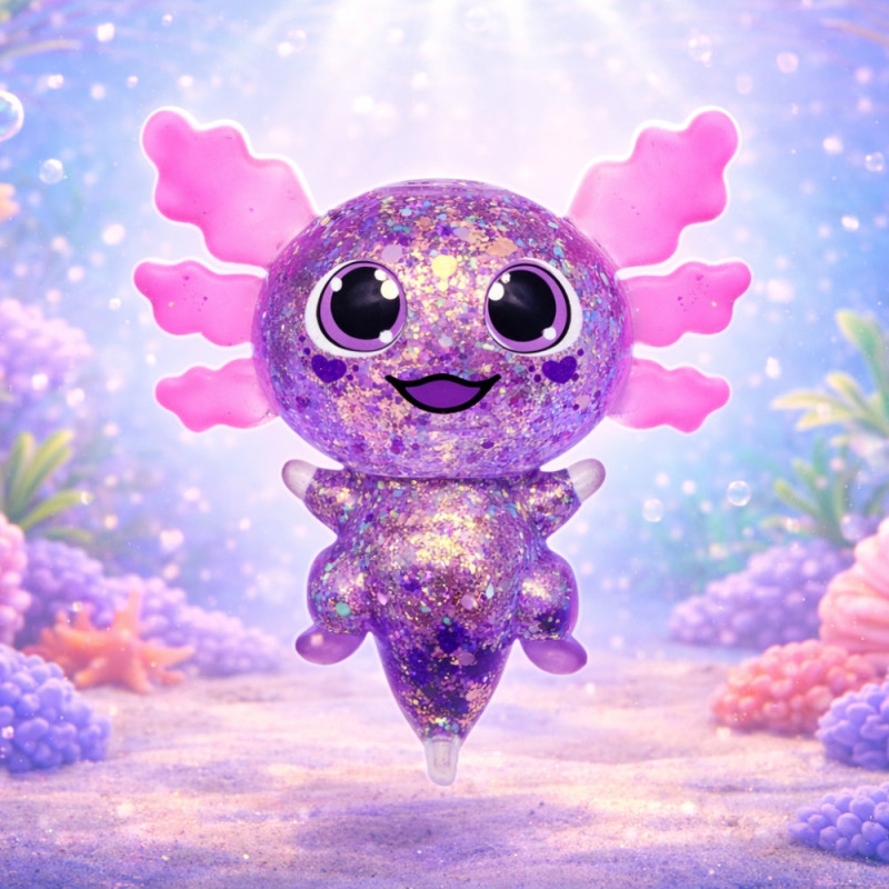 Lot de 3 Axolotls Pailletés Antistress Gel 10 cm – Jouet Sensoriel Squishy Extensible, Anti-Stress , 3 Coloris, Kawaï Fidget Toy