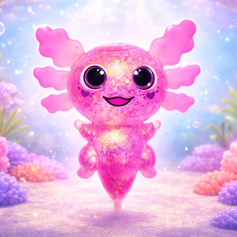 Lot de 3 Axolotls Pailletés Antistress Gel 10 cm – Jouet Sensoriel Squishy Extensible, Anti-Stress , 3 Coloris, Kawaï Fidget Toy