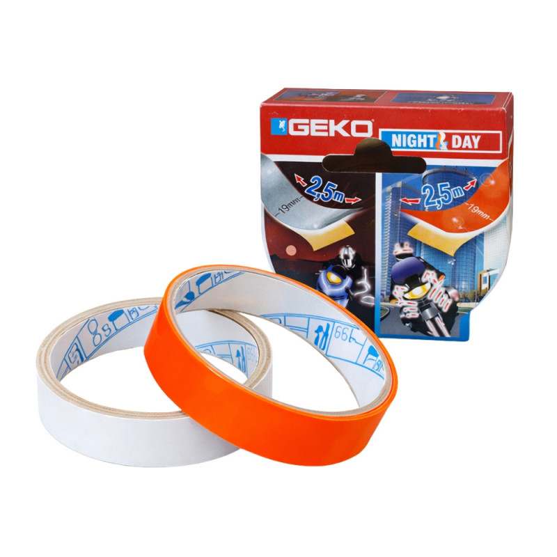 Lot de 2 Rubans Adhésifs Fluorescents & Réfléchissants GEKO – Haute Visibilité Vélo, Moto, Casque