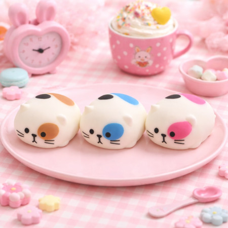 Lot de 3 Chats Anti-Stress Kawaii Ultra-Souples 8 cm – Jouets Sensoriels à Presser en PVA, Relaxation & Détente