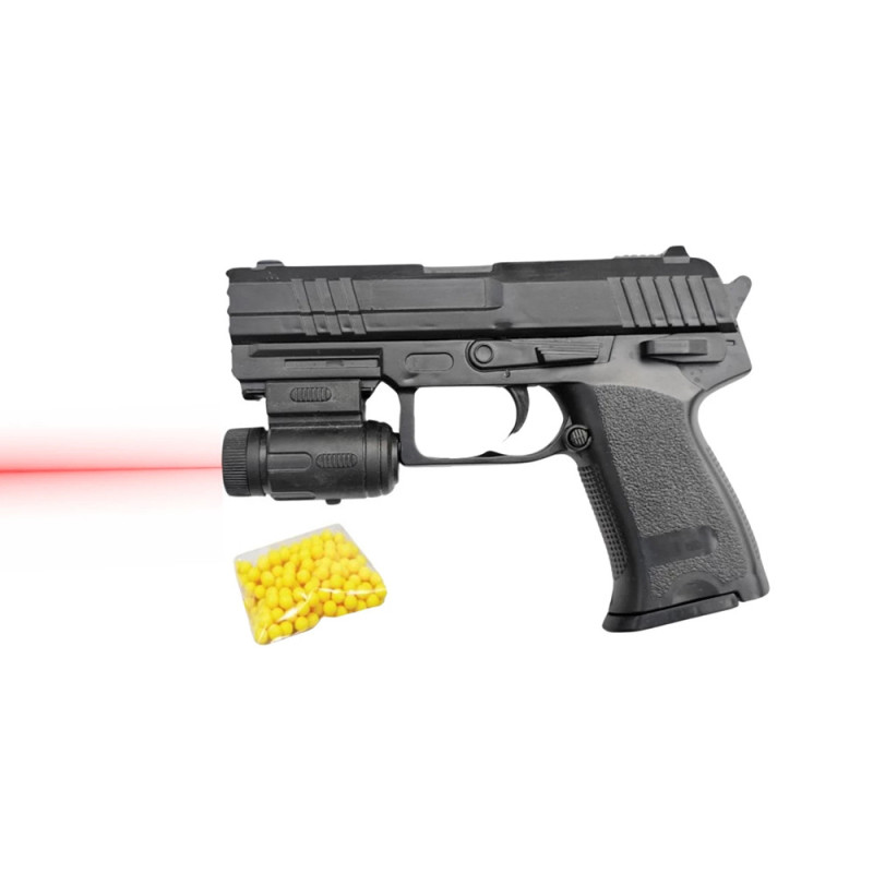 Pistolet à billes 15 cm avec laser – 0,11 J – 18 billes incluses