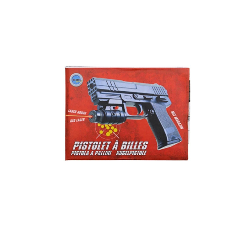 Pistolet à billes 15 cm avec laser – 0,11 J – 18 billes incluses