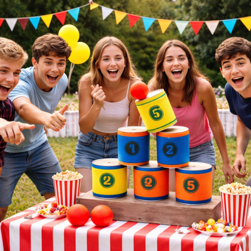 Jeu de Chamboule Tout en Mousse avec Balles et Cibles Souples – Jeu d’Adresse pour Enfants, Intérieur et Extérieur