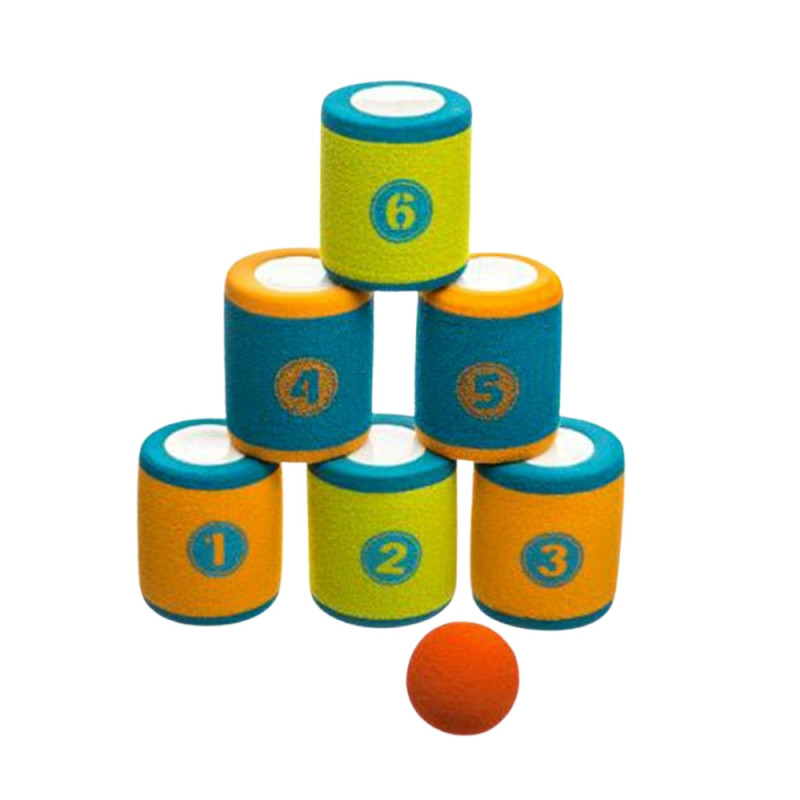 Jeu de Chamboule Tout en Mousse avec Balles et Cibles Souples – Jeu d’Adresse pour Enfants, Intérieur et Extérieur