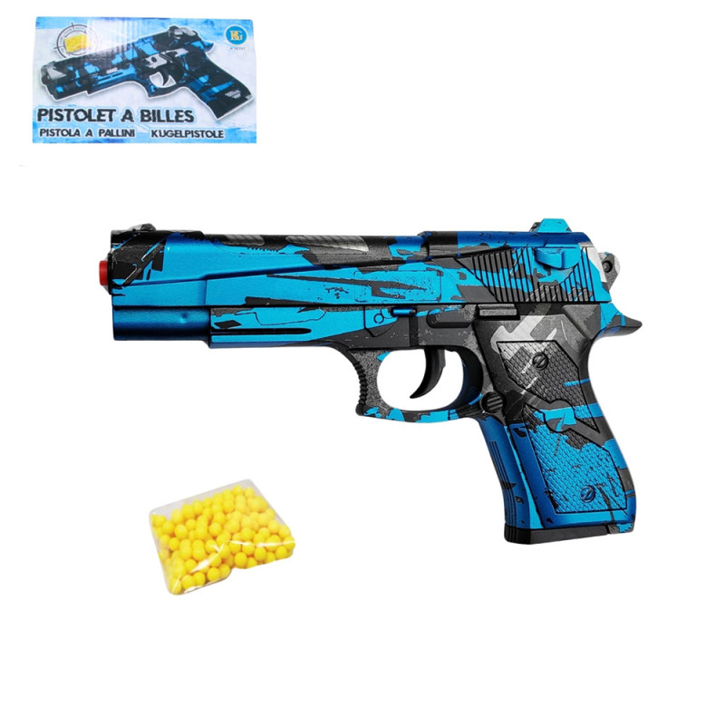 Pistolet à billes coloré 18 cm – Réplique ludique avec 18 billes incluses