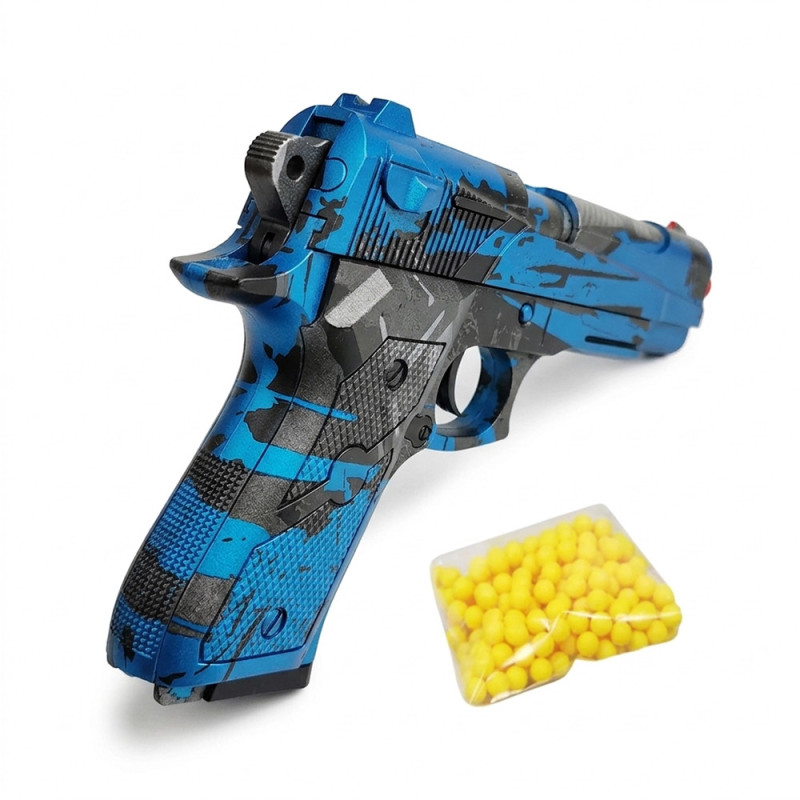 Pistolet à billes coloré 18 cm – Réplique ludique avec 18 billes incluses