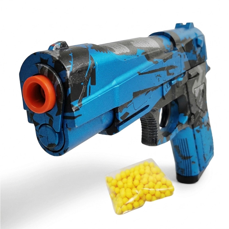 Pistolet à billes coloré 18 cm – Réplique ludique avec 18 billes incluses