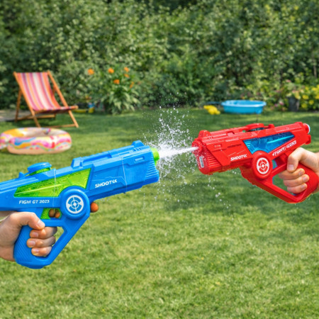 Pistolet à Eau Électrique 36 cm Longue Portée – Lanceur d’Eau Automatique Piscine et Plage, Couleur Aléatoire Bleu ou Rouge