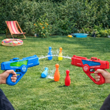 Pistolet à Eau Électrique 36 cm Longue Portée – Lanceur d’Eau Automatique Piscine et Plage, Couleur Aléatoire Bleu ou Rouge