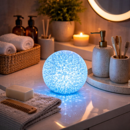 Lot de 2 Boules Lumineuses LED 8 cm Effet Cristal avec Changement de Couleurs Automatique – Veilleuses Décoratives pour Chambre