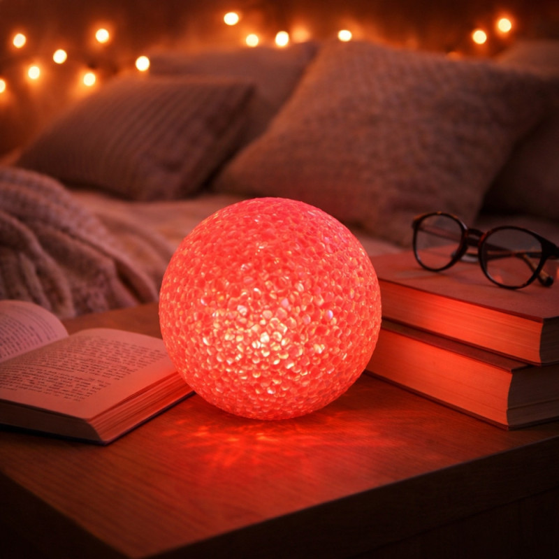 Lot de 2 Boules Lumineuses LED 8 cm Effet Cristal avec Changement de Couleurs Automatique – Veilleuses Décoratives pour Chambre