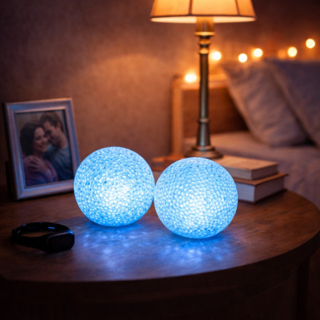 Lot de 2 Boules Lumineuses LED 8 cm Effet Cristal avec Changement de Couleurs Automatique – Veilleuses Décoratives pour Chambre