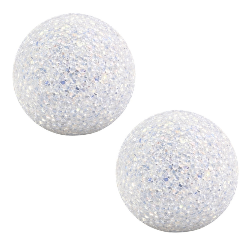 Lot de 2 Boules Lumineuses LED 8 cm Effet Cristal avec Changement de Couleurs Automatique – Veilleuses Décoratives pour Chambre