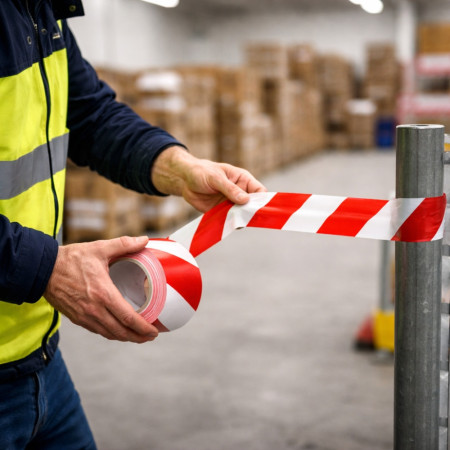 Lot de 2 Rubans de Signalisation Rouge Blanc 50mm x 100M GEKO – Ruban de Balisage et Délimitation de Zones