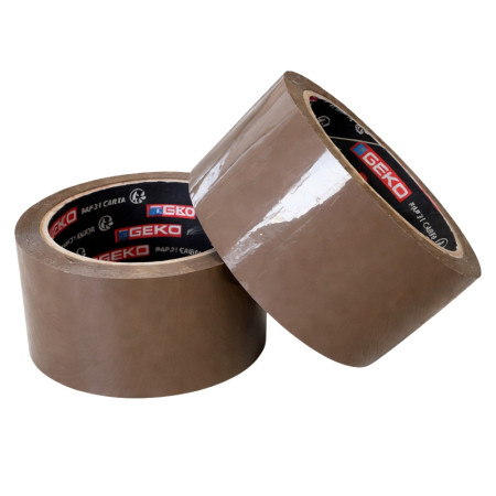 Lot de 2 Rubans Adhésifs d’Emballage GEKO 50 mm x 66 m Marron Havane – Standard Résistant pour Cartons et Colis