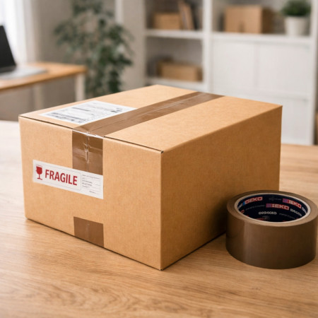 Lot de 2 Rubans Adhésifs d’Emballage GEKO 50 mm x 66 m Marron Havane – Standard Résistant pour Cartons et Colis