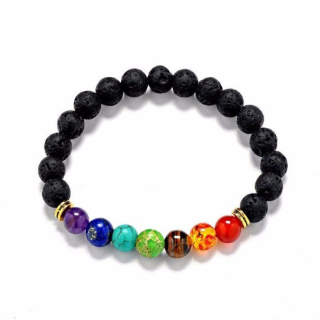 Bracelet 7 Chakras en Pierres de Lave