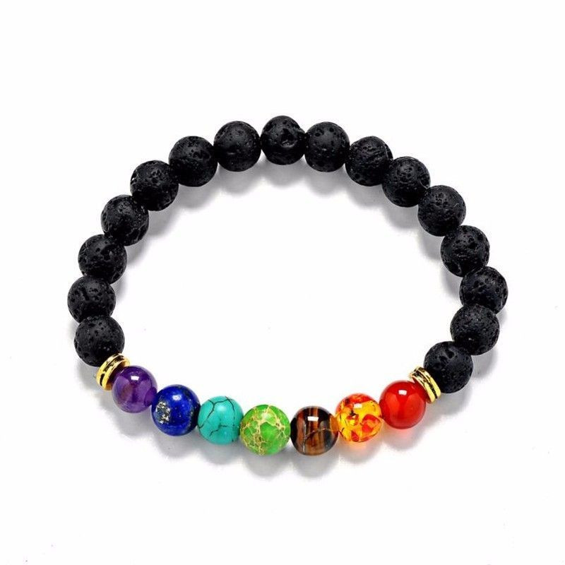 Bracelet 7 Chakras en Pierres de Lave