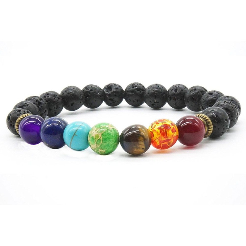 Bracelet 7 Chakras en Pierres de Lave
