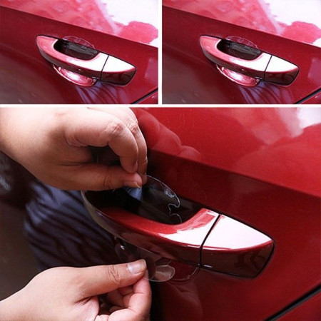 Lot de 4 Protecteurs Adhésifs Transparent pour Poignée de Porte de Voiture