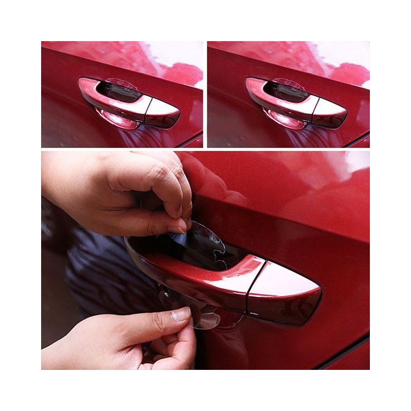 Lot de 4 Protecteurs Adhésifs Transparent pour Poignée de Porte de Voiture