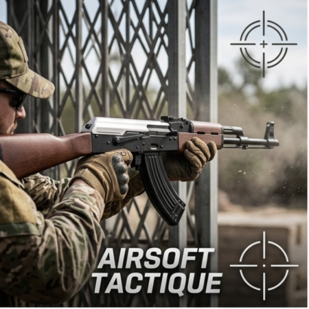 Réplique ludique de fusil à billes 83 cm avec finition effet bois et métal réaliste, puissance 0,33 joule, tir coup par coup