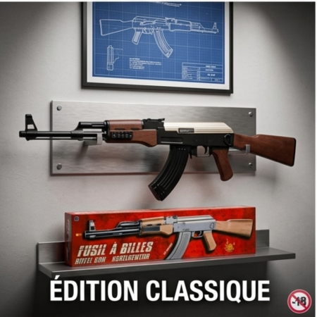 Réplique ludique de fusil à billes 83 cm avec finition effet bois et métal réaliste, puissance 0,33 joule, tir coup par coup