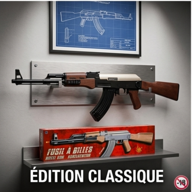 Réplique ludique de fusil à billes 83 cm avec finition effet bois et métal réaliste, puissance 0,33 joule, tir coup par coup