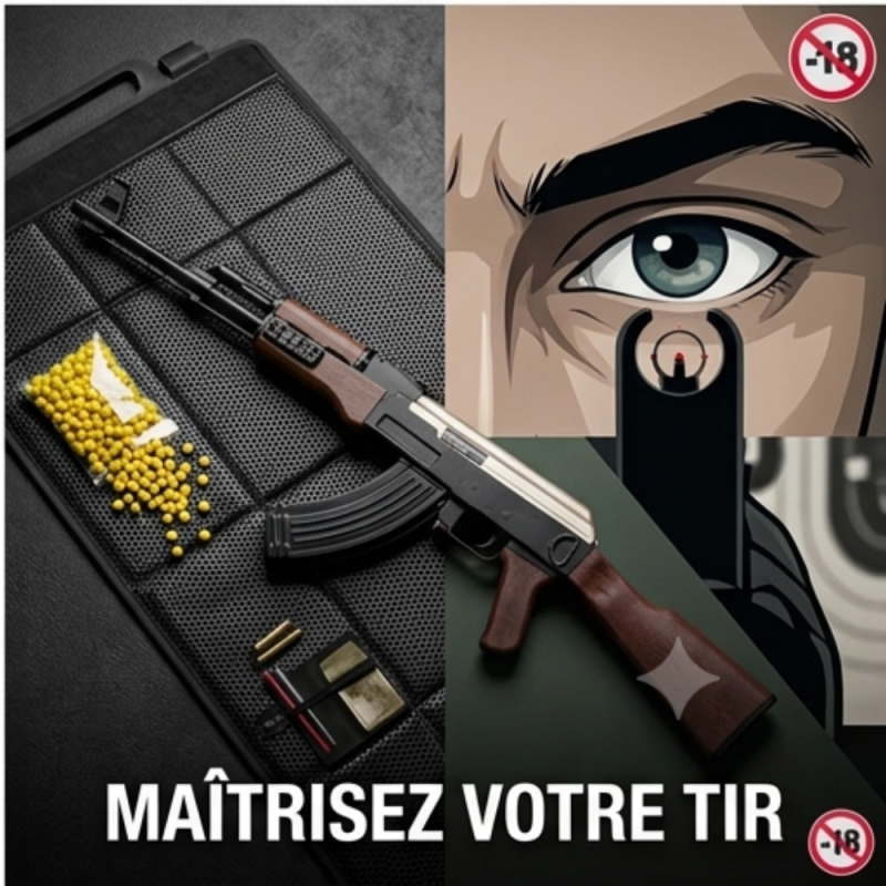 Réplique ludique de fusil à billes 83 cm avec finition effet bois et métal réaliste, puissance 0,33 joule, tir coup par coup