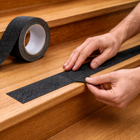 Ruban Adhésif Antidérapant GEKO 25 mm x 18 m Noir – Bande Sécurité Haute Adhérence pour Escaliers et Sols