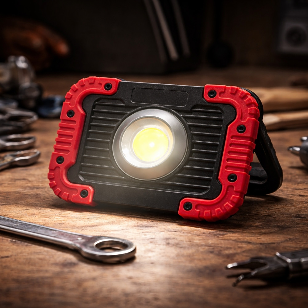 Projecteur Portable COB 13,5cm 6W IP53 – Éclairage Puissant, Poignée Multipositions, 4 Aimants, 3 Modes LED, Couleur Aléatoire