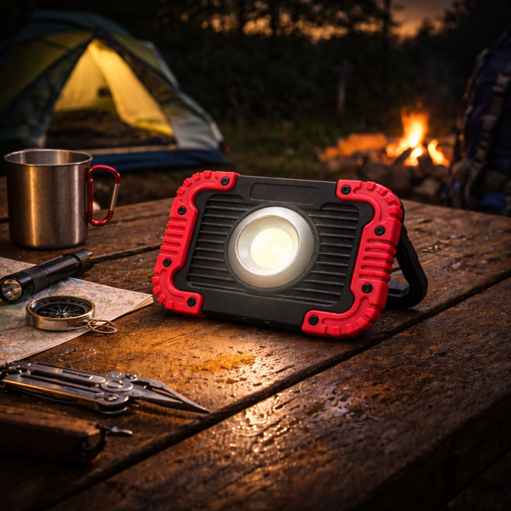 Projecteur Portable COB 13,5cm 6W IP53 – Éclairage Puissant, Poignée Multipositions, 4 Aimants, 3 Modes LED, Couleur Aléatoire