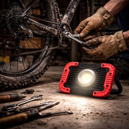 Projecteur Portable COB 13,5cm 6W IP53 – Éclairage Puissant, Poignée Multipositions, 4 Aimants, 3 Modes LED, Couleur Aléatoire