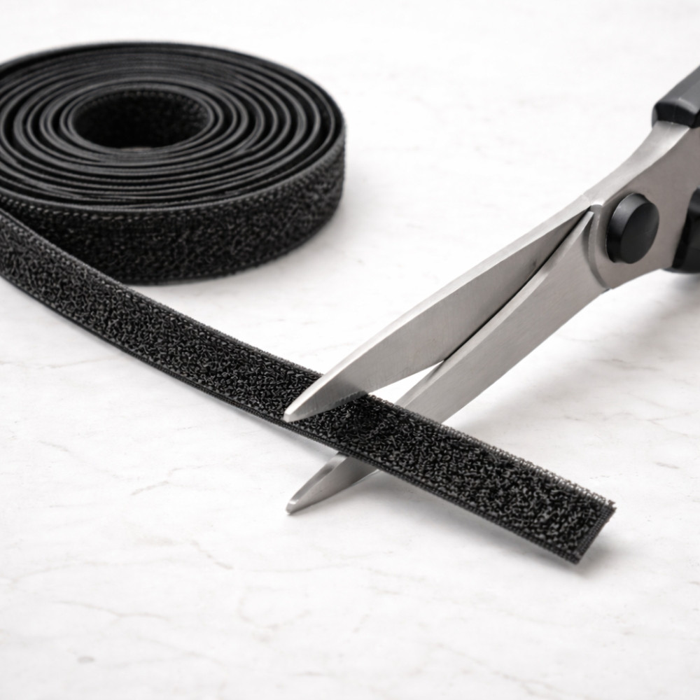 GEK8691020002-Bande Auto-Adhésive à Scratch GEKO Noire 6,5M pour Fixation de Moustiquaire - Découpable, Réutilisable