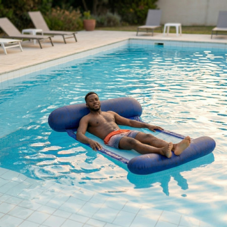 Hamac Gonflable 120 x 70 cm – Produit Officiel Équipe de France FFF, Matelas Flottant Piscine, Bouée Piscine et Plage