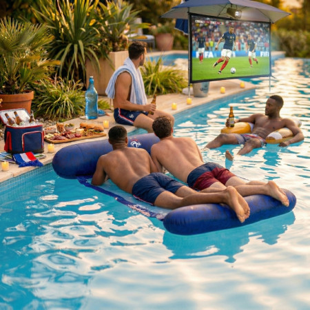 Hamac Gonflable 120 x 70 cm – Produit Officiel Équipe de France FFF, Matelas Flottant Piscine, Bouée Piscine et Plage