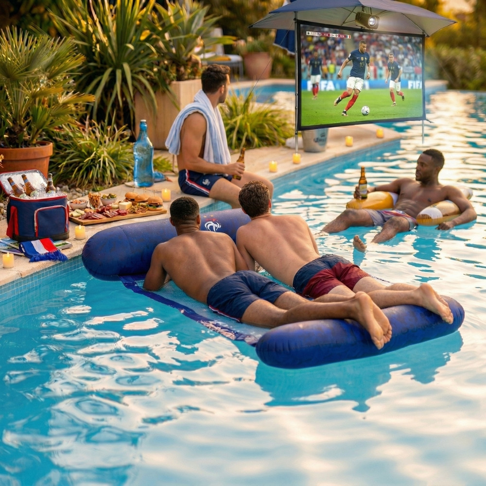 Hamac Gonflable 120 x 70 cm – Produit Officiel Équipe de France FFF, Matelas Flottant Piscine, Bouée Piscine et Plage