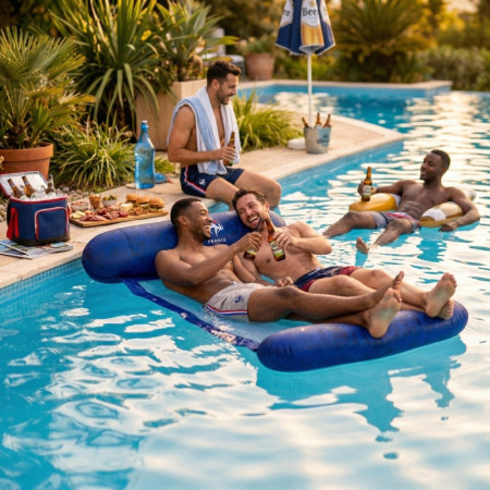 Hamac Gonflable 120 x 70 cm – Produit Officiel Équipe de France FFF, Matelas Flottant Piscine, Bouée Piscine et Plage