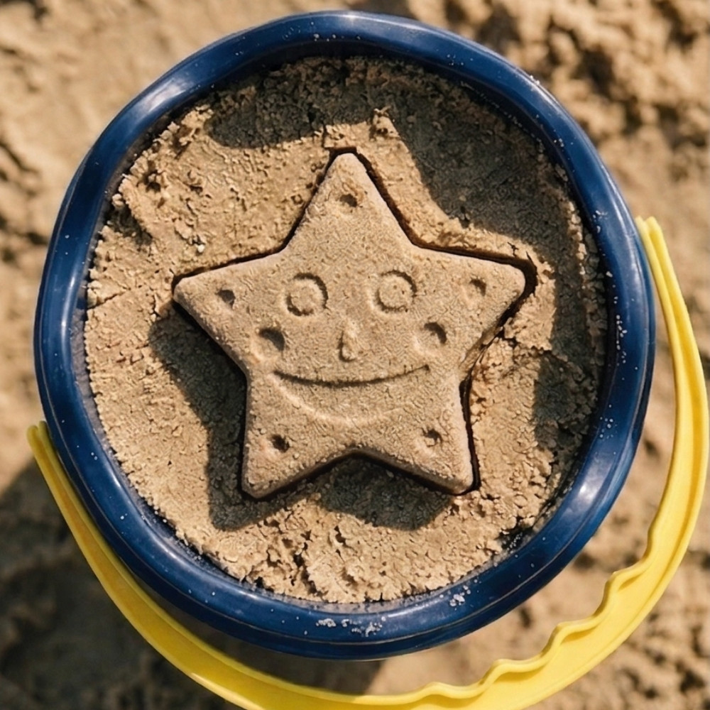 Seau de Plage Garni avec Pelle, Râteau et 2 Étoiles – Produit Officiel Équipe de France FFF, Jeu de Sable pour Enfants