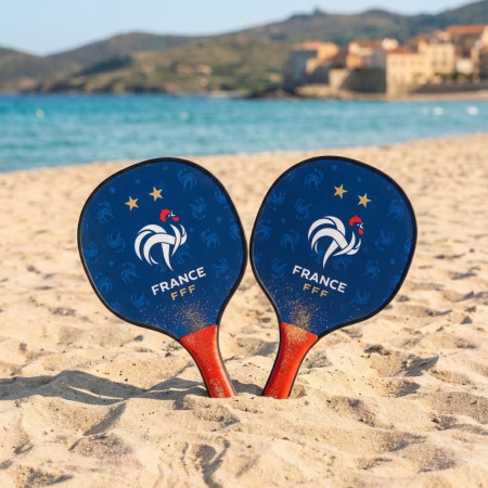 Raquette de Plage 37 cm avec Balle Rouge – Produit Officiel Équipe de France FFF, Plage & Jardin