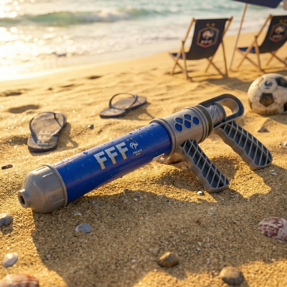 Pistolet Pompe à Eau 40 cm – Produit Officiel Équipe de France FFF, Lanceur d’Eau pour Jeux de Piscine et Plage