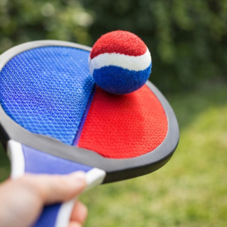 Raquette de Plage 32 cm Double Face avec 2 Balles Jeu Extérieur – Produit Officiel Équipe de France FFF, Plage et Jardin
