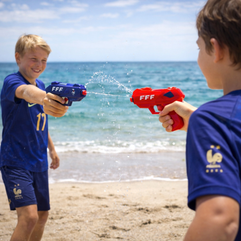 Paire de Pistolets à Eau 12 cm Bleu et Rouge – Produit Officiel Équipe de France FFF, Jouet de Plage et Piscine, Jeux d’Eau Été