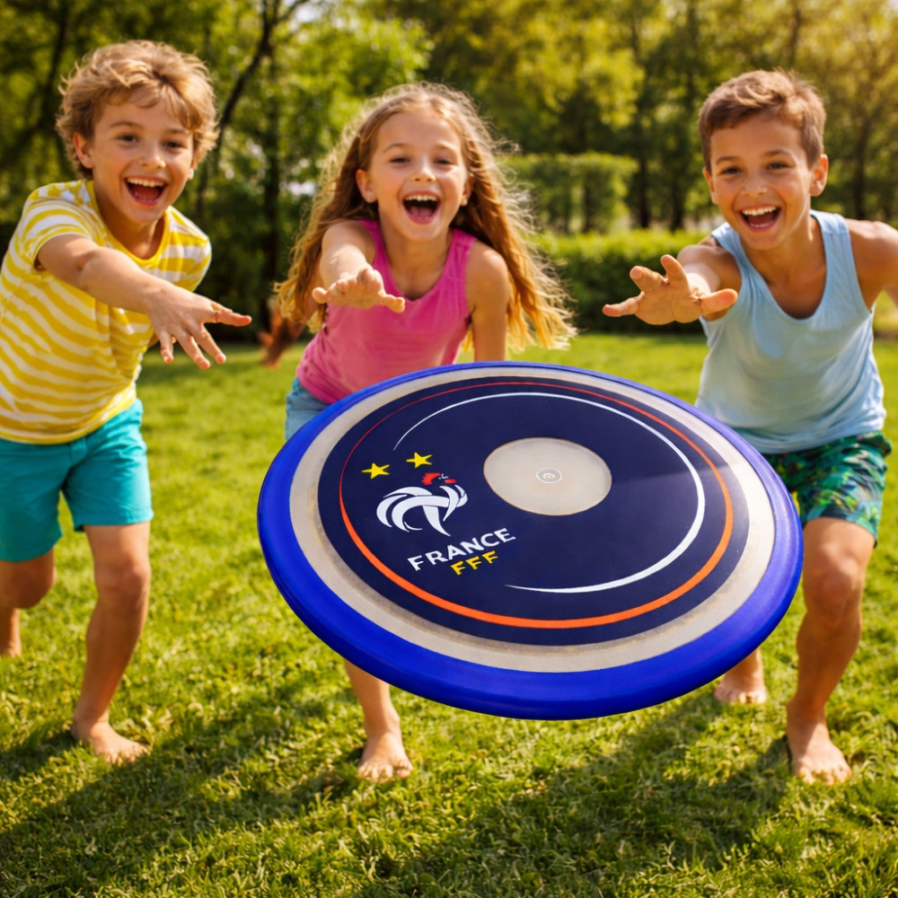 Frisbee 27 cm – Produit Officiel Équipe de France FFF, Disque Volant pour Jeux de Plein Air, Plage, Parc