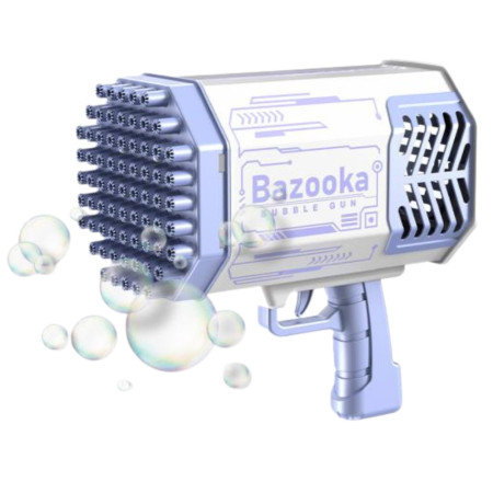 Pistolet à Bulles LED 69 Sorties Bazooka Lumineux pour Enfants – Machine à Bulles pour Jeux Extérieur Violet et Blanc