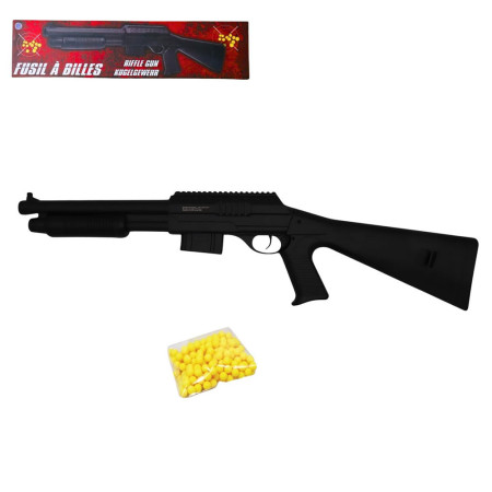 Fusil à pompe à billes 75 cm – Réplique ludique design, tir coup par coup, puissance 0,44 joules, avec 18 billes incluses