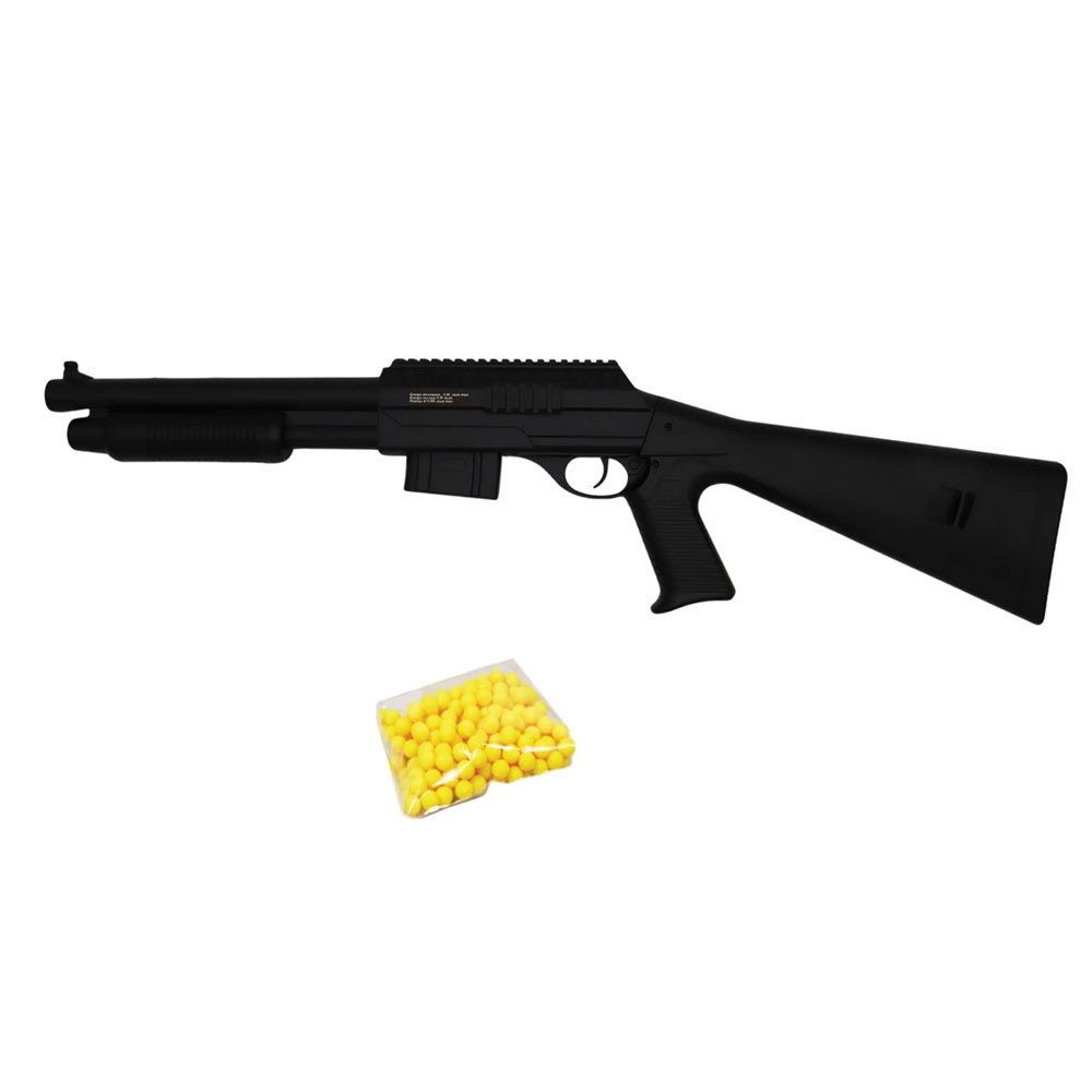 Fusil à pompe à billes 75 cm – Réplique ludique design, tir coup par coup, puissance 0,44 joules, avec 18 billes incluses