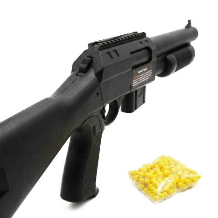 Fusil à pompe à billes 75 cm – Réplique ludique design, tir coup par coup, puissance 0,44 joules, avec 18 billes incluses