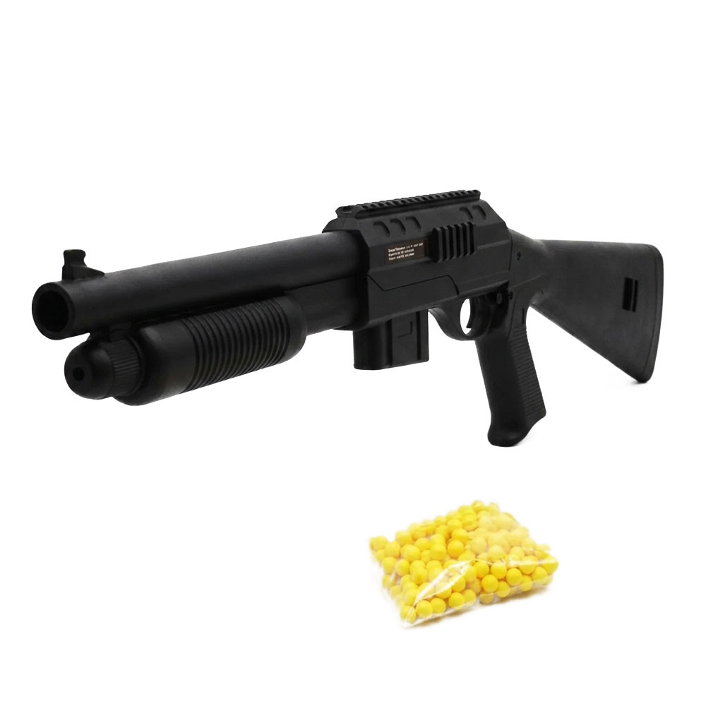 Fusil à pompe à billes 75 cm – Réplique ludique design, tir coup par coup, puissance 0,44 joules, avec 18 billes incluses