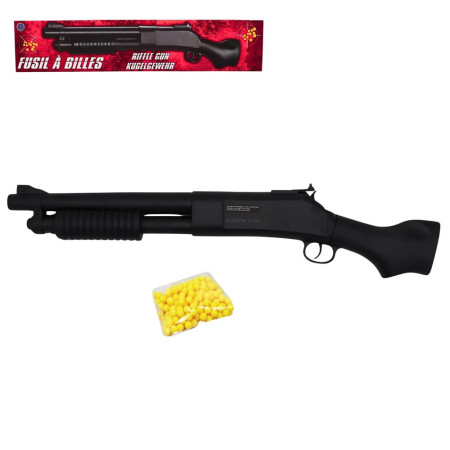 Réplique Airsoft Fusil à pompe 58 cm avec billes incluses – Puissance 0,38 joule – Tir manuel coup par coup – 18 billes fournies